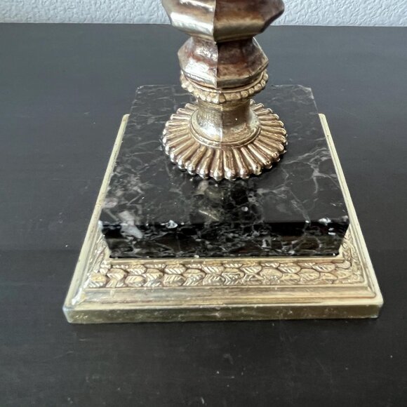 Hollywood Regency Candelabra // Five Arms // Marble Base Made in Italy // Dilly - Picture 6 of 7